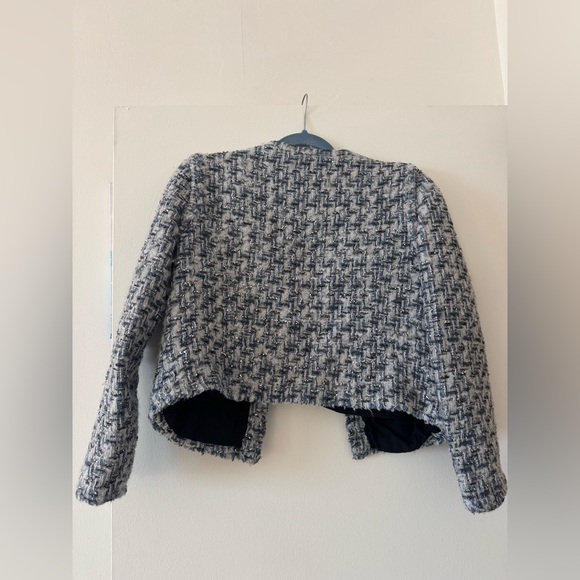 IRO Paris Disco Tweed Jacket in Light Blue/White/Silver Metallic. FR 40 / US 8 - Picture 6 of 7